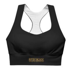 Ritzy Black Longline Sports Bra (Organic Material)