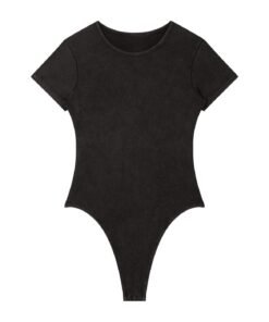 Alternative view of Ritzy Black Mineral Wash Crewneck Bodysuit