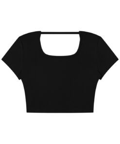 Alternative view of Ritzy Black Square Neck Crop T-Shirt