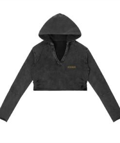 Alternative view of Ritzy Black Vintage Washed Raw Edge Hoodie