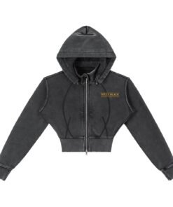 Alternative view of Ritzy Black Vintage Washed Cropped Fleece Hoodie