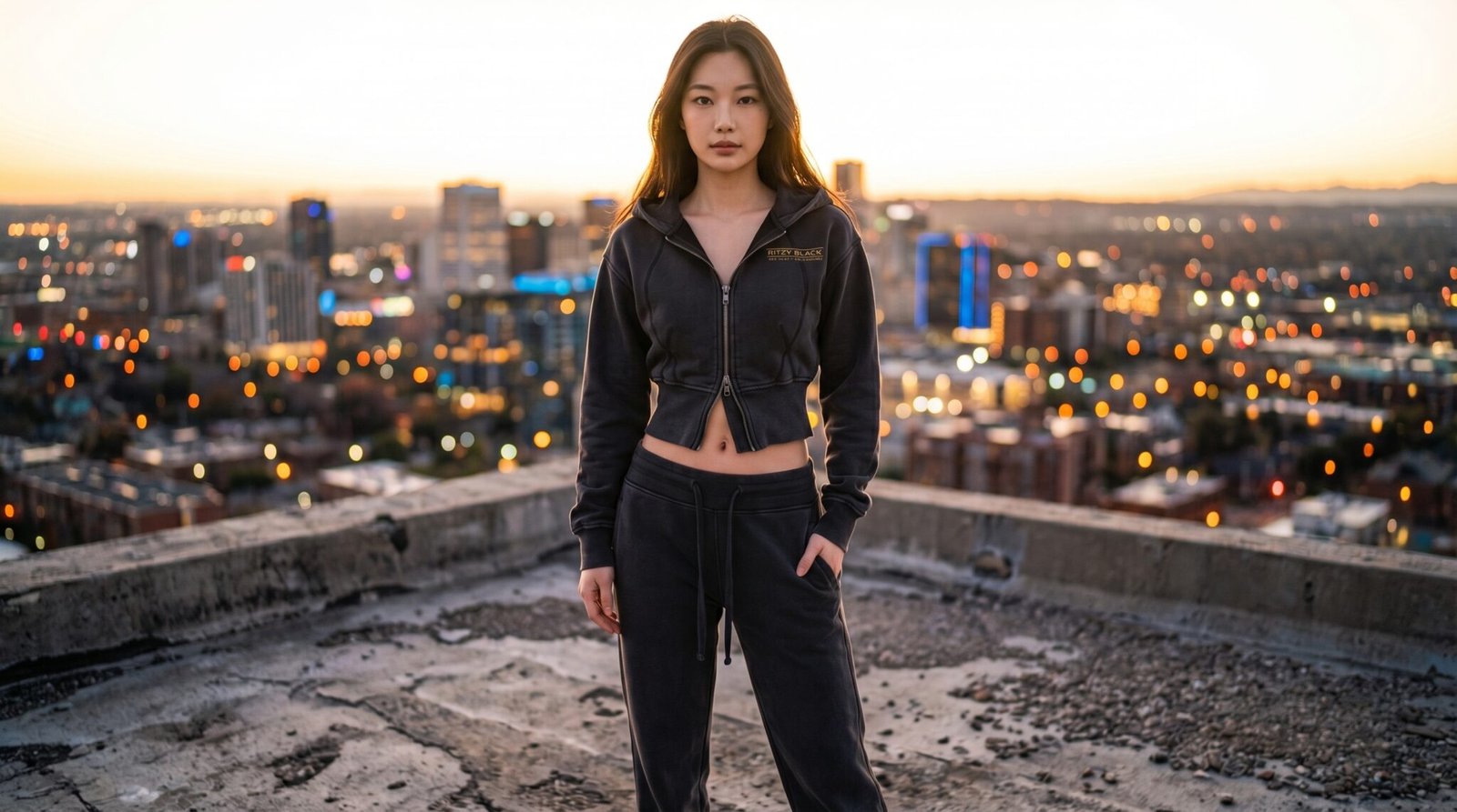 Ritzy Black Vintage Washed Cropped Fleece Hoodie