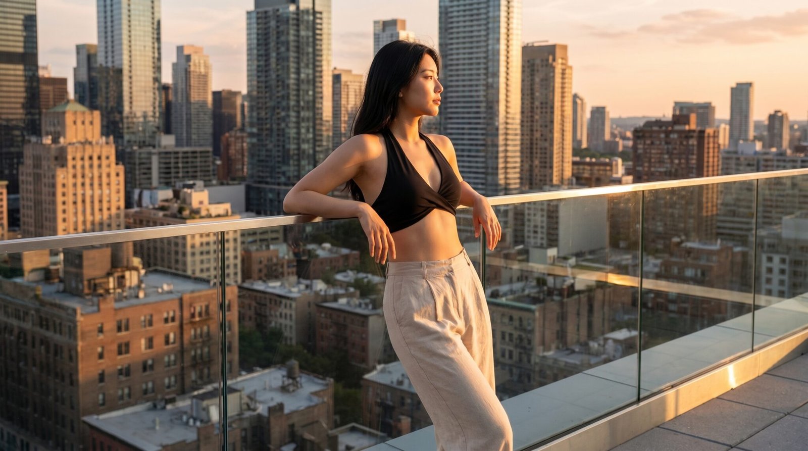 Ritzy Black Pleated Halter Sports Bra