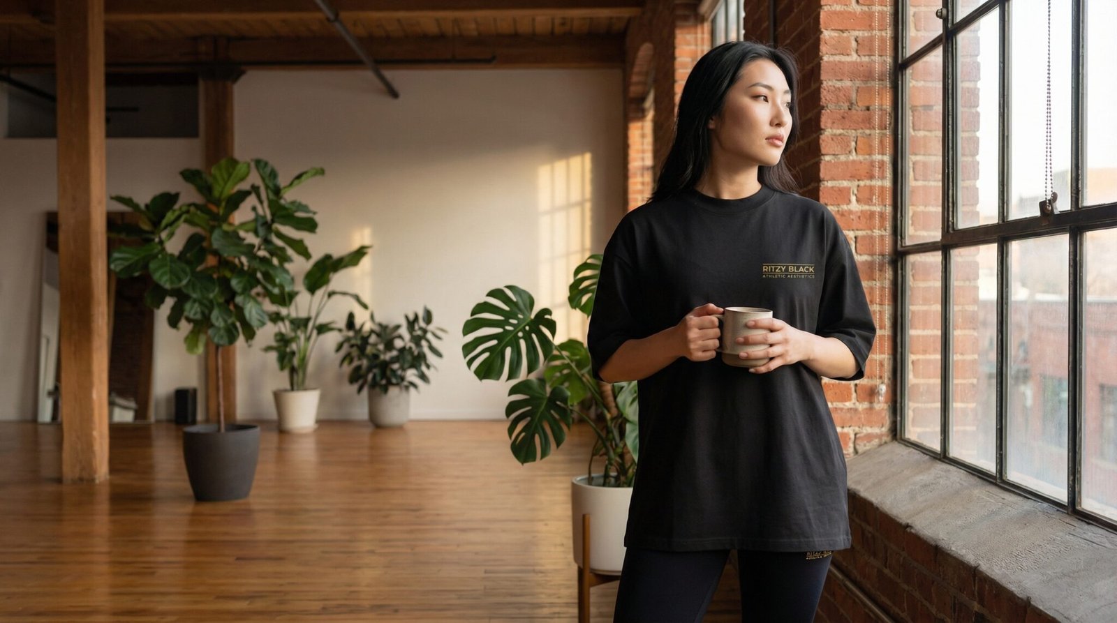 Ritzy Black Unisex High Neck T-Shirt (Organic Material)