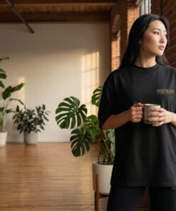 Ritzy Black Unisex High Neck T-Shirt (Organic Material)