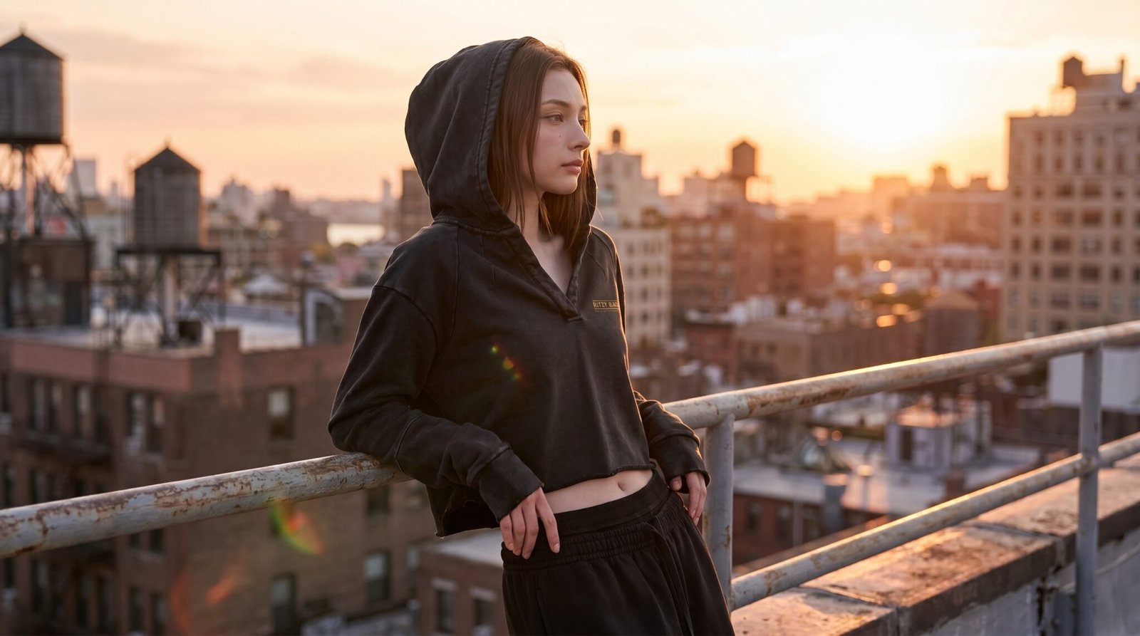 Ritzy Black Vintage Washed Raw Edge Hoodie