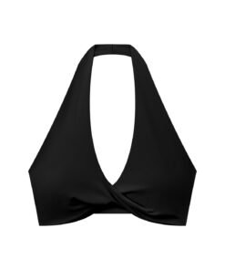 Alternative view of Ritzy Black Pleated Halter Sports Bra