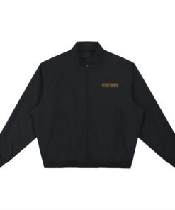 Alternative view of Ritzy Black Stand Collar Bomber Jacket